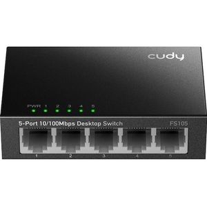 Cudy Schakelaar (FS105) (5 Havens), Netwerkschakelaar, Zwart