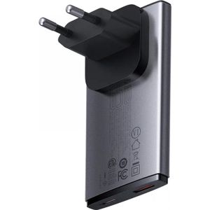 Baseus Wandlader GaN5, 65W, 1xport USB-C, 1XUSB-A (65 W, Snel opladen), USB-lader, Zwart