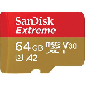 SANDISK Extreme MicroSDXC UHS-I Klasse 10 (64 GB, microSDXC, U1, UHS-I), Geheugenkaart