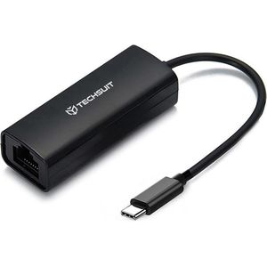 Techsuit - Ethernet Adapter NetLink (AC20) - USB-C Male to RJ45 LAN Port Female - Black (USB-C), Netwerkadapter, Zwart