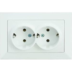 Mutlusan Candela 2-voudige inbouw wandcontactdoos wit, Knoppen + Schakelaars, Wit