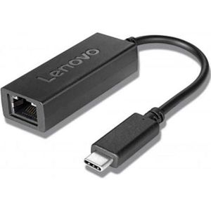 Lenovo USB-C naar Ethernet Adapter ROW (USB-C, RJ45 Gigabit Ethernet (1x)), Netwerkadapter, Zwart