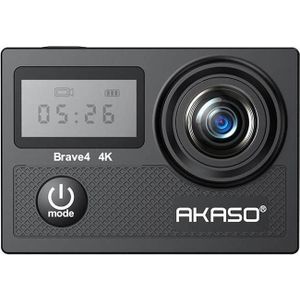 Akaso - Brave 4 - Action Cam - Zwart - 4K 24fps Video - 20MP Foto