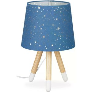 Nachtlamp - Blauw - Kinderlamp - 40 cm Hoog - E14-fitting - Ronde Lampenkap