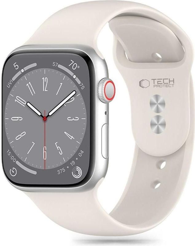 Tech-Protect Siliconen bandje voor Apple Watch 4 / 5 / 6 / 7 / 8 / 9 / SE (38 / 40 / 41 mm) - Beige (TPU), Horlogebandjes, Beige