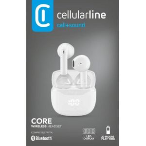 Cellularline Bluetooth-Ohrhörer TWS CORE (16 h, Draadloze), Koptelefoon, Wit