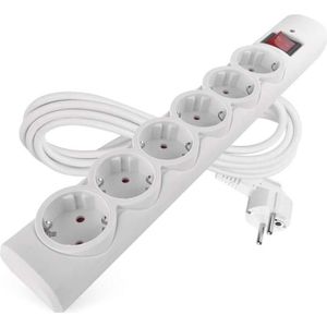 Emos, Stekkerdoos, Überspannungsschutz – 6 Steckdosen, 3 m, weiss (6 x, 3 m)