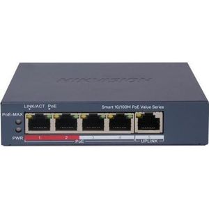 Hikvision DS-3E1105P-EI/M (5 ports), Netwerkschakelaar, Grijs