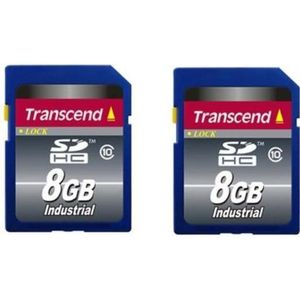 Transcend 2x TS8GSDHC10I - 8 GB SD kaart (industrieel) (8 GB, SDHC), Geheugenkaart