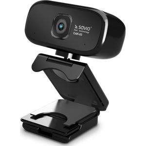 Savio Elmak USB HD CAK-03 webcam met microfoon, 1280x720 (2 Mpx), Webcam, Zwart