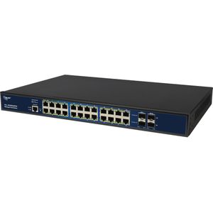 Allnet Switch volledig beheerde Layer2+ 26-poorts &bull 24x GbE &bull PoE-budget 370W &bull 22x PoE bij (26 ports), Netwerkschakelaar