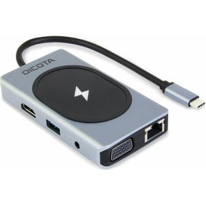 Dicota USB-C 10-in-1 oplaadhub 4K PD 100W zilver (USB C), Docking station + USB-hub, Zilver