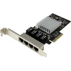 StarTech 4-poorts Gigabit NIC - PCIe (Ethernet), Netwerkkaarten, Zilver, Zwart