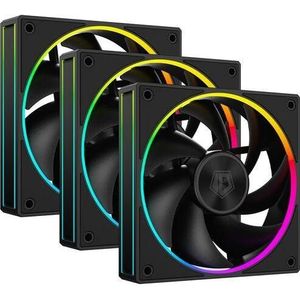 ID-Cooling Set of 3 AF-127 120mm Black Fans aRGB Lighting (120 mm, 3 x), PC ventilator, Zwart