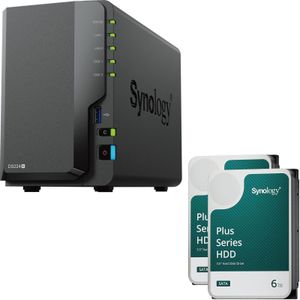 Synology DiskStation DS224+ 2 Einschübe NAS-Server Leergehäuse + 2x Plus 3.5"" SATA HDD... (2 x 6 TB), Netwerkopslag