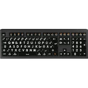 Logickeyboard XL-Print Astra 2 Zwart op Wit DE Mac (DE, Bedraad), Toetsenbord, Zwart