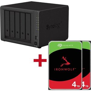 Synology DiskStation DS1522+ 5-bay NAS-server lege behuizing + 2x Seagate Ironwolf SATA 3,5"" HDD (2 x 4 TB, Seagate Ironwolf), Netwerkopslag, Zwart