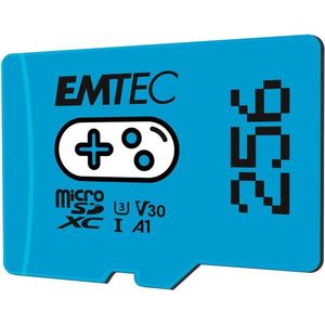 Emtec MicroSD-kaart SDXC CL.10 UHS1 U3 V30 Gaming (microSDXC, 256 GB, U3, UHS-I), Geheugenkaart, Blauw