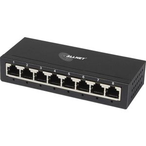 Allnet Switch onbeheerd Layer2 8-poorts o 8x 1GbE o Ventilatorloos o ALL-SG8008 (8 ports), Netwerkschakelaar, Zwart