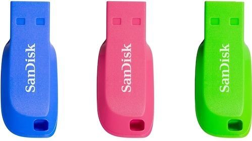 SanDisk - Cruzer Blade - USB Flash Drive - 16GB - 3-pack - Blauw/Rood/Groen