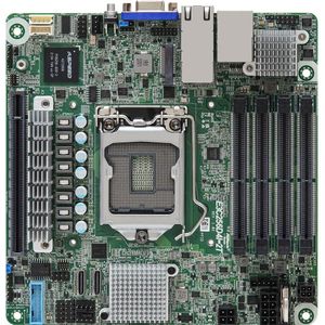 AsRock Moederbord E3C256D4I-2T mini-ITX Socket 1200 Enkelvoudig (LGA 1200, Intel C256, Intel C252, Mini-ITX), Moederbord