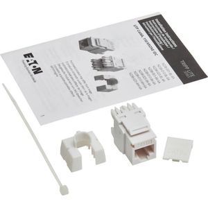 Eaton Cat6a 110-stijl Punchdown RJ45 Keystone Jack Wit TAA (RJ45), Netwerkkaarten, Wit, Grijs