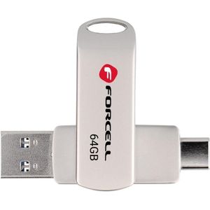 Forcell - F-DATA Metal Duo - USB-stick - Zilver - 64GB - USB 3.2 Gen 1