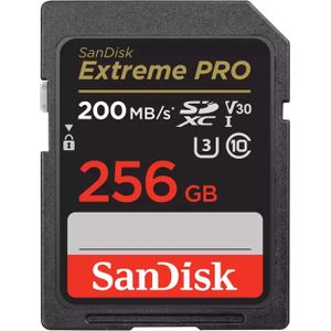 SANDISK Extreme PRO UHS-I V30 (256 GB, SDXC, U3, UHS-I), Geheugenkaart, Rood