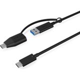 Icy Box USB Adapterkabel IcyBox USB3.2Gen2 Type-C naar Type A&C (1 m, USB 3.2), USB-kabel