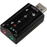 LogiLink USB 2.0 geluidskaart met virtueel 7.1 geluidseffect biedt de mogelijkheid van luidsprekers (USB 2.0), Geluidskaart