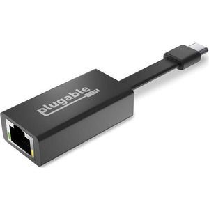 Plugable USB C naar Ethernet Adapter (USB-C, RJ45/LAN (1x)), Netwerkadapter, Zwart