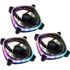 Lamptron Diamond+ ARGB 120mm Triple Fan Kit (120 mm), PC ventilator, Zwart