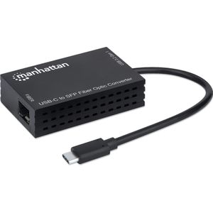 Manhattan MANHTTAN USB-C naar SFP glasvezelconverter USB 3.2 Gen1 (USB-C, SFP), Netwerkadapter, Zwart