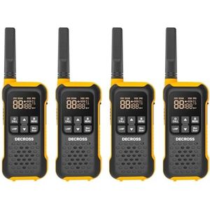 PMR - Decross DC93 Quad - Draagbare Portofoon - 446 MHz - 0,5 W - 16 CH - IP67 Waterdicht - 4 Stuks