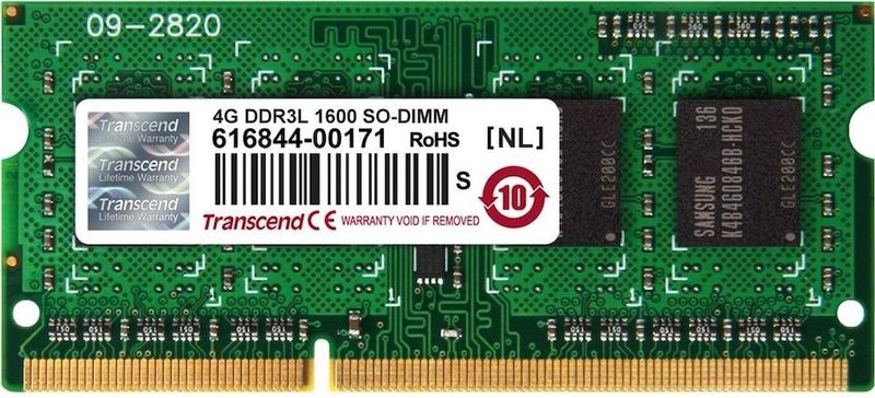 Transcend TS512MSK64W6H (1 x 4GB, 1600 MHz, DDR3 RAM, SO-DIMM), RAM, Groen