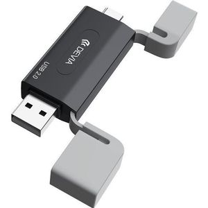 Devia kaartlezer 2in1 EL239 USB/USB-C 2.0 zwart (USB 2.0), Geheugenkaartlezer, Zwart