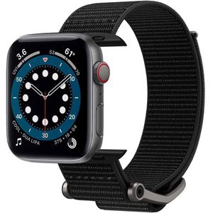 Spigen Durapro Flex band voor Apple Watch 4 / 5 / 6 / 7 / SE (42 / 44 / 45 mm) zwart (45 mm, 44 mm, 42 mm, Nylon), Horlogebandjes, Zilver