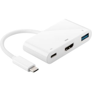 MicroConnect USB-C naar (USB C), Docking station + USB-hub, Wit