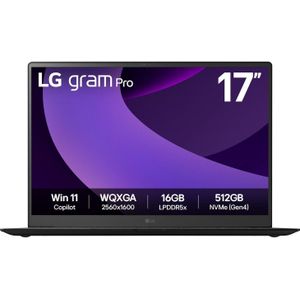 LG gram 17" Pro Core Ultra 7 255H 32GB/2TB RTX5050 Win11 schwarz 17Z90TR-E.AD8BG (17", 2000 GB, 32 GB, DE, Intel Core Ultra 7 255H), Notebook, Zwart