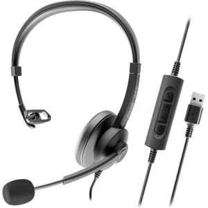 Axtel Axh-Aceucm (Bedraad, USB-A), Kantoorheadset, Zwart
