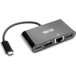 Eaton USB-C Multiport Adapter - 4K HDMI USB-A Poort GbE 60W PD Opladen HDCP Zwart (USB C), Docking station + USB-hub, Zwart