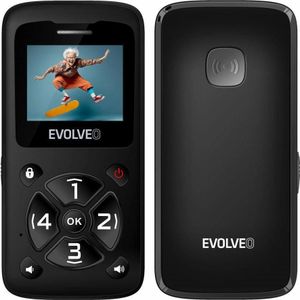 Evolveo EasyPhone ID, mobiele telefoon voor senioren, zwart (1.77", 2G), Sleutel mobiele telefoon, Zwart