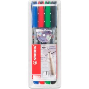 STABILO, Marker, Write-4-all permanente marker (Blauw, Rood, Groen, Zwart, 0.40 mm)