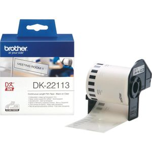 Brother DK-22113 labelprinter-tape Zwart op zilver