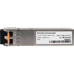 BlueOptics Cisco GLC-2BX-D compatibele cSFP BO28C4334620D, Zendontvangers, Zilver