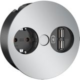 Bachmann - Twist - Stopcontact - Mat-Chroom - 1 x Geaard Stopcontact, 2 x USB-A