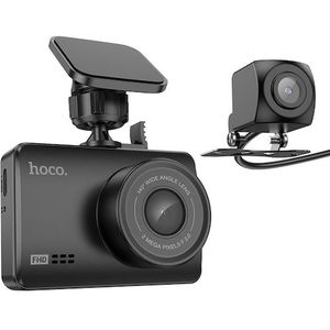 Hoco Koptelefoon met microfoon autocamera met scherm 2,45" + achteruitrijcamera 1080P/30fps DV3 zwart (Ingebouwd display, Ingebouwde microfoon, Volledige HD), Dashcams, Zwart