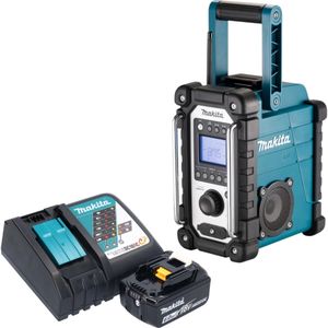 Makita DMR 116 RG1 Oplaadbare bouwplaatsradio 14,4 - 18 V AM FM AUX + 1x oplaadbare batterij 6,0 Ah + lader (AM, FM), Radio