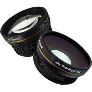 Polaroid - PLKIT37WT - Lensomvormers - Zwart - 37mm 2.2x Telephoto en 0.43x Groothoeklens Reisset