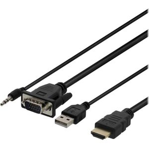 Deltaco VGA naar HDMI kabel - 2 m, Netwerkkabel